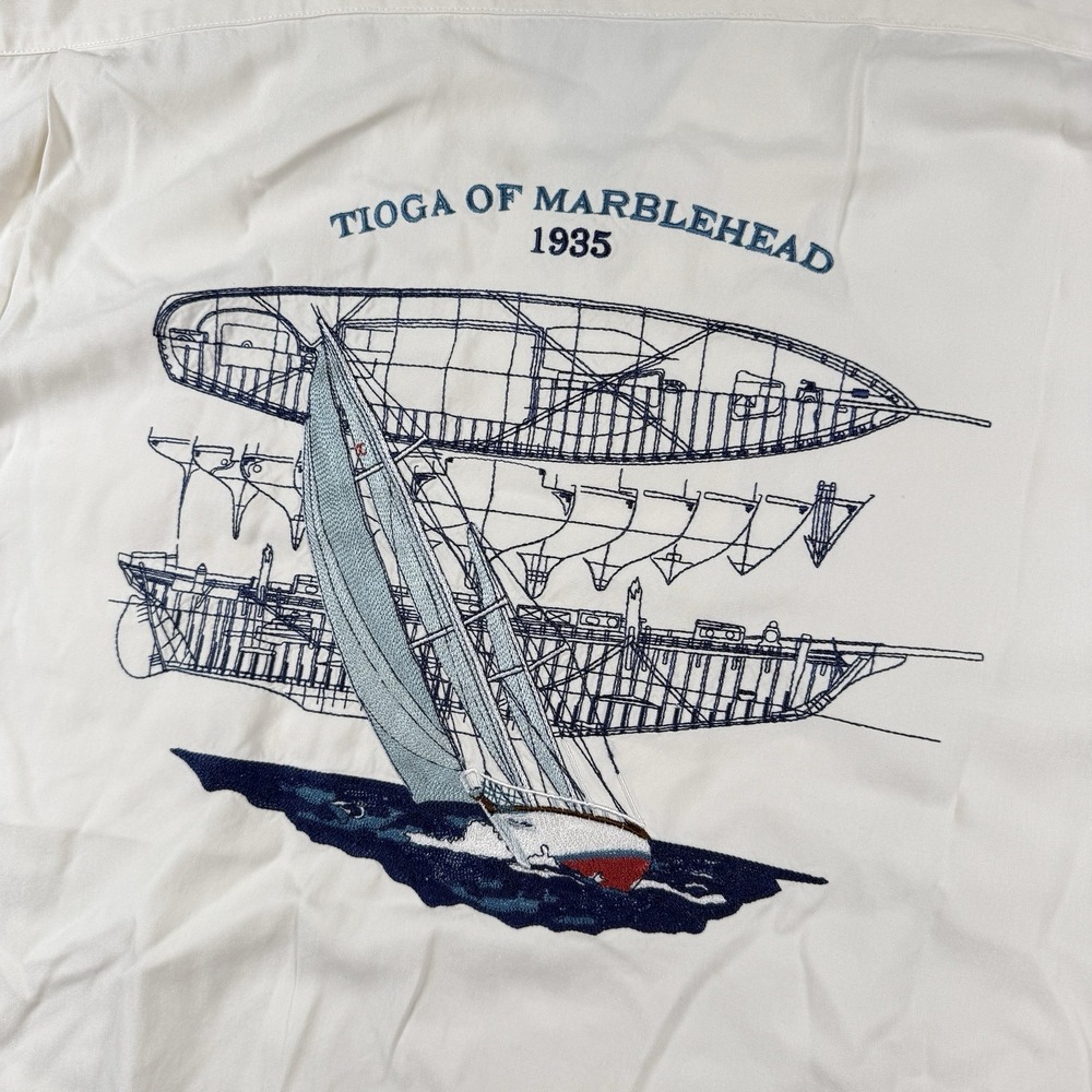 NAT NAST Clipper Tioga Of Marblehead Embroidered Design #181 100% Silk XL